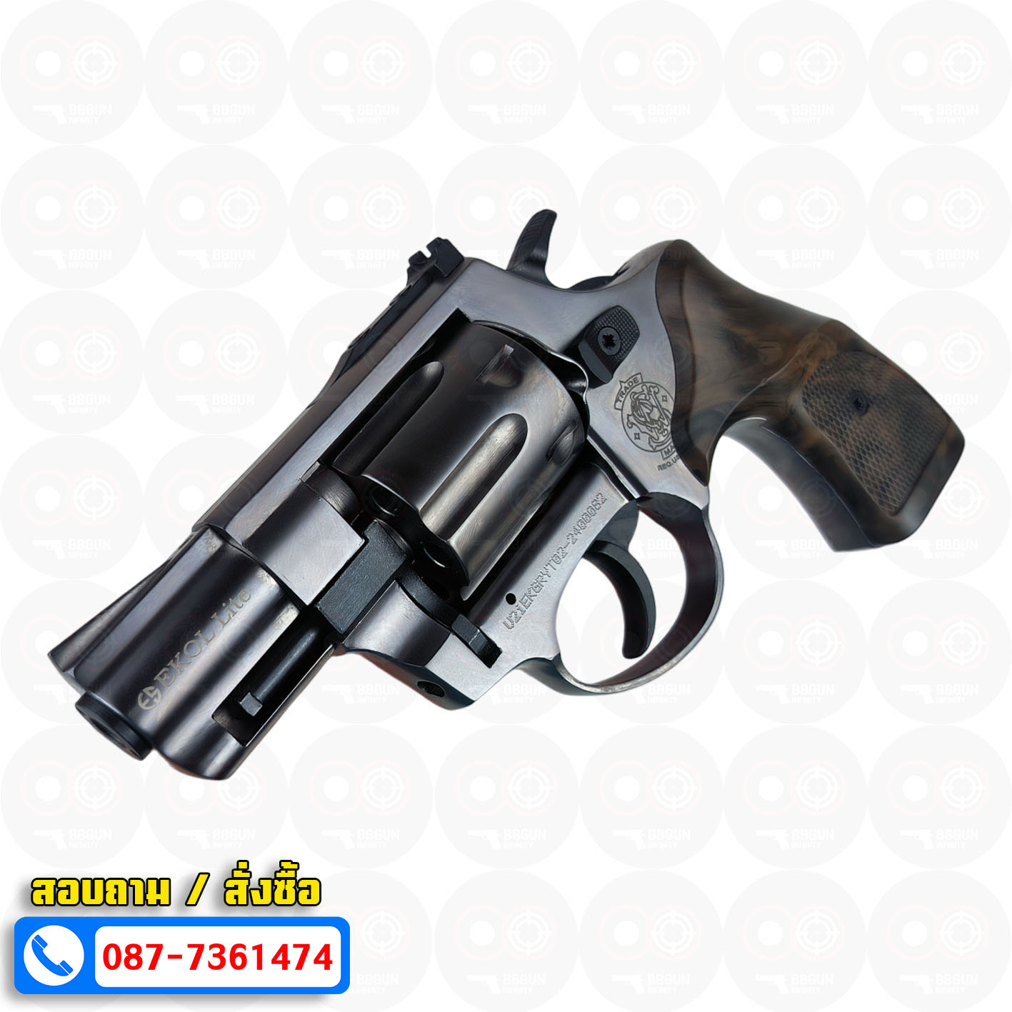 Ekol Lite แบลงค์กัน ลูกโม่ 2 นิ้ว สีฟูม (Fume) Smith & Wesson blank gun Revolver 2 inch