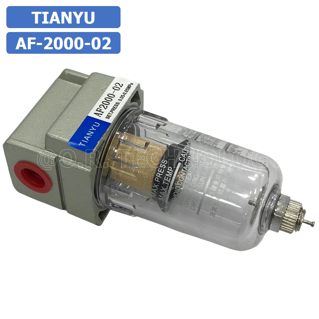 AF2000-02 ตัวกรองลม ชุดกรองลมดักน้ำ Manual Drain อุปกรณ์ปรับปรุงคุณภาพลม Air Filter Pneumatic TIANYU AF-2000-02
