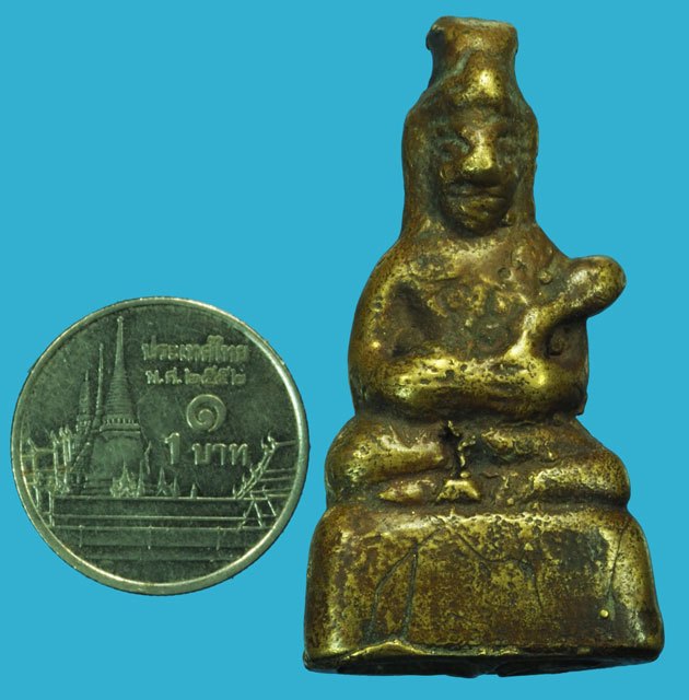ขายแล้ว*37490 พระฤาษีถือดอกบว เนื้อทองหลืองเก่า ไม่ทราบที่และปีสร้าง 8