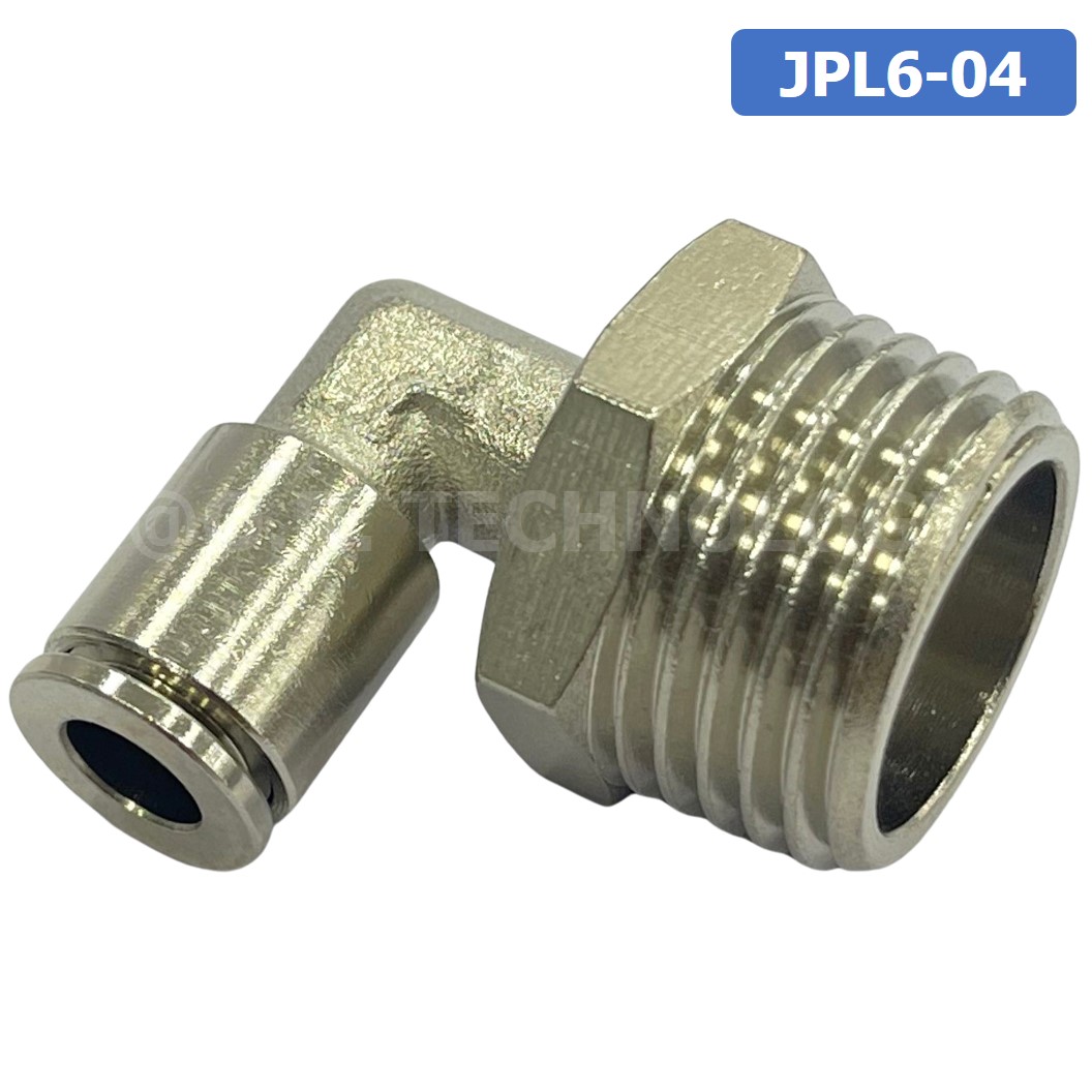 (1ชิ้น) JPL6-04 ข้อต่อลม เกลียวนอก งอ90° สแตนเลส STAINLESS Male Thread Elbow Pipe Quick Fittings Connector ข้อต่อลมสแตนเลส ข้องอ