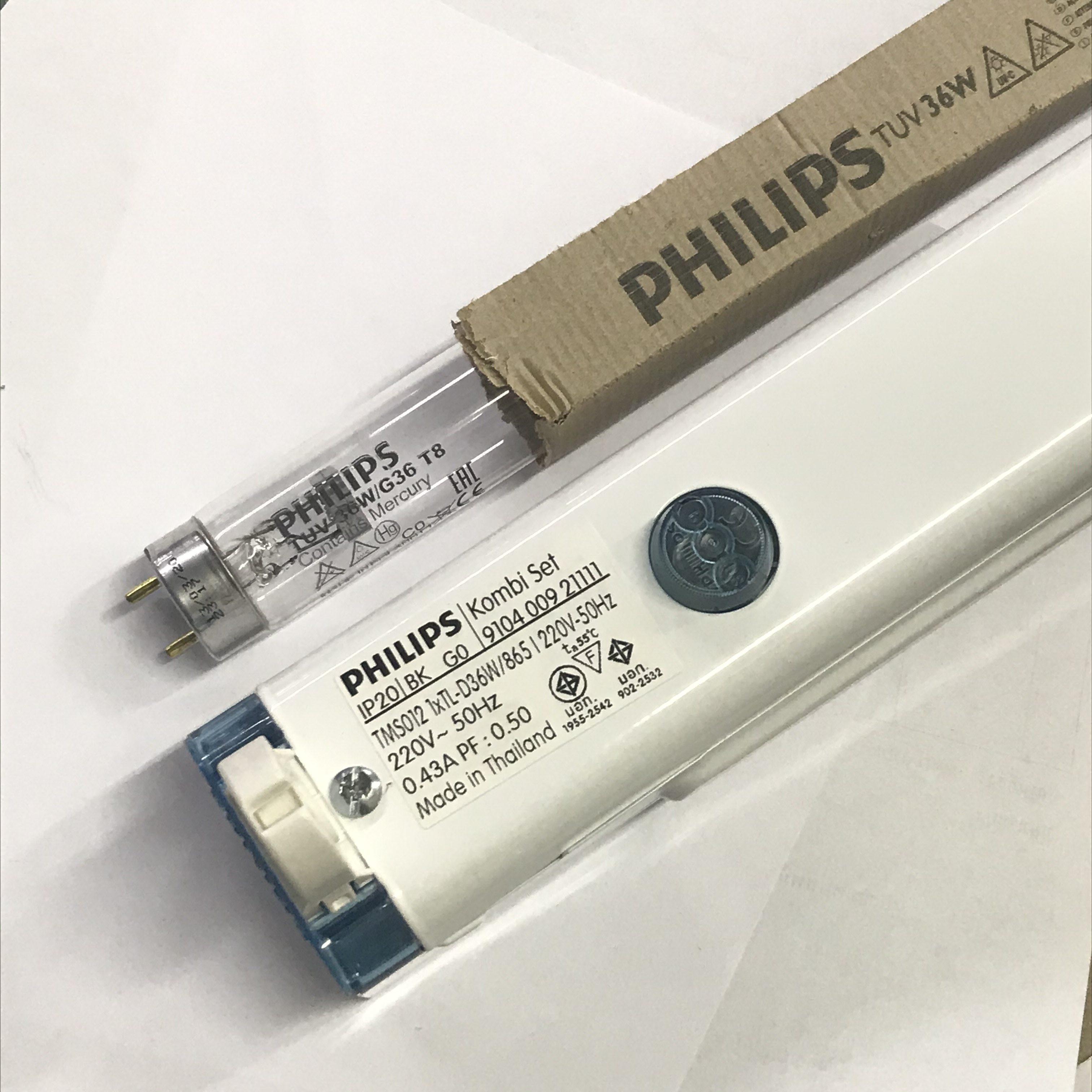 PHILIPS หลอดไฟฆ่าเชื้อพร้อมขาสปริง Philips มีสายยาว 5 ม พร้อม สวิตซ์กลางทางและปลั๊ก G36W/G36 GERMICIDAL UVC Lamps 36 วัตต์