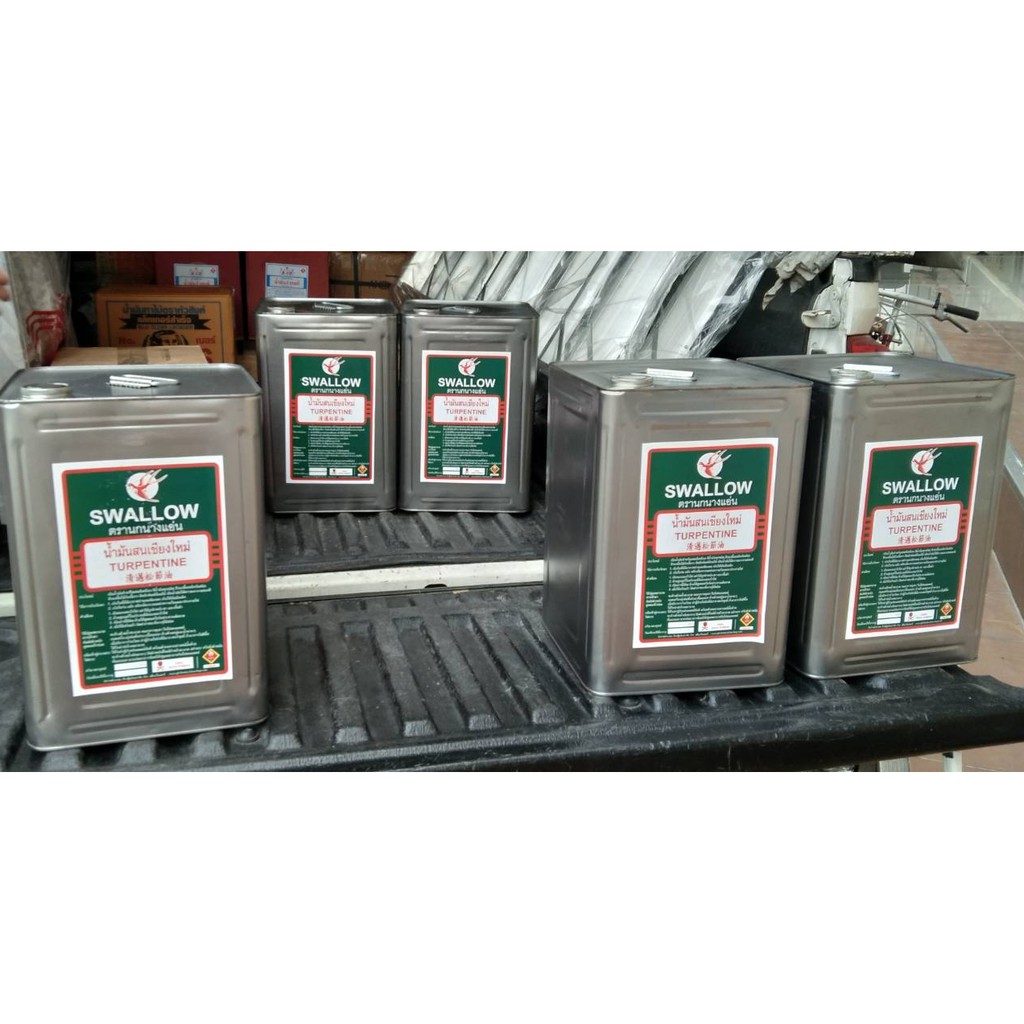 น้ำมันสน เชียงใหม่ ตรา SWALLOW(ราคารวมแวท)่ ขนาด 8 Kg / ปี๊บ *1 คำสั่งซื้อ / 1 ชิ้น น้ำมันชักแห้ง ผสมสี ทาดี พ่นดี