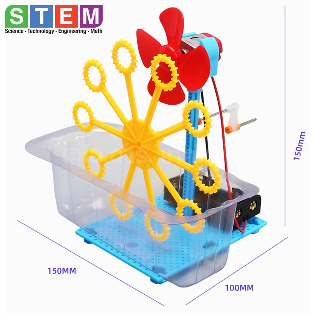 T-S115 ชุดประกอบไม้ เครื่องเป่าฟองสบู่ แบบมือหมุน Hand Bubble Machine Wooden Kit STEM Education ของเล่นเสริมทักษะ เสริมพัฒนาการ ชุดเรียนรู้ ชุดทดลอง มือหมุนเป่าฟองสบู่