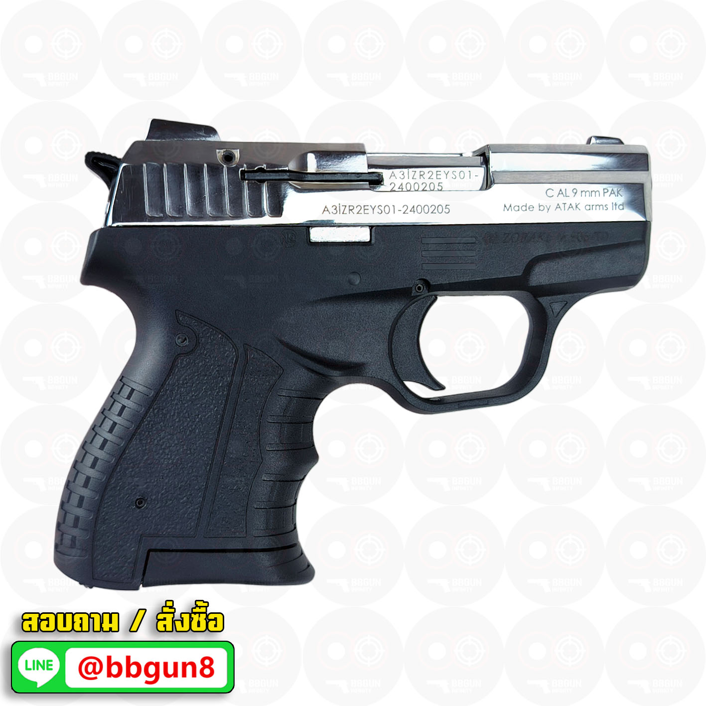 แบลงค์กัน Zoraki M 906-TD สีเงินเงา Blank gun (แถมกล่องใส่ปืน)