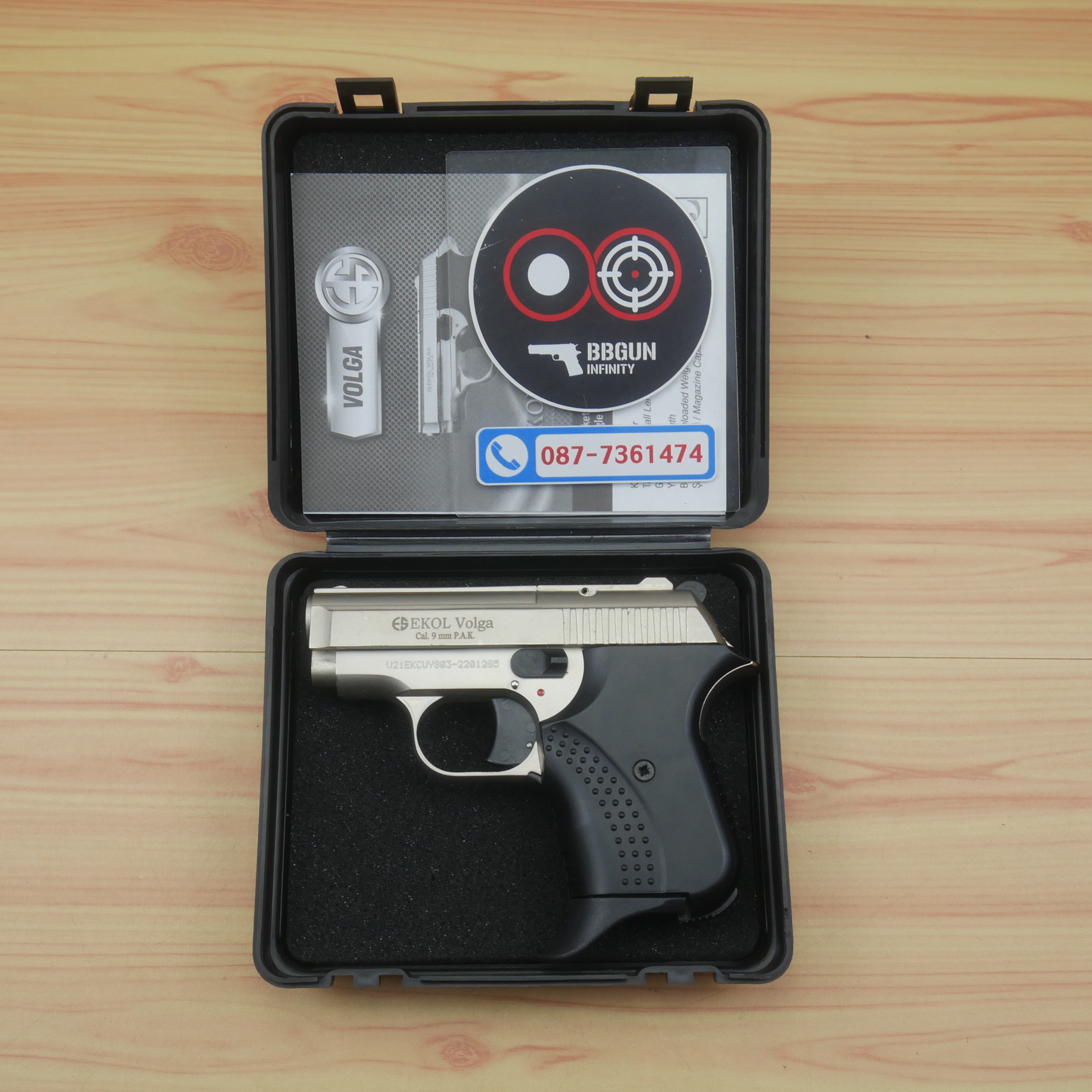 แบลงค์กัน EKOL Volga Satina สีซาติน 9 mm P.A.K. Blank gun (แถมกล่องใส่ปืน)