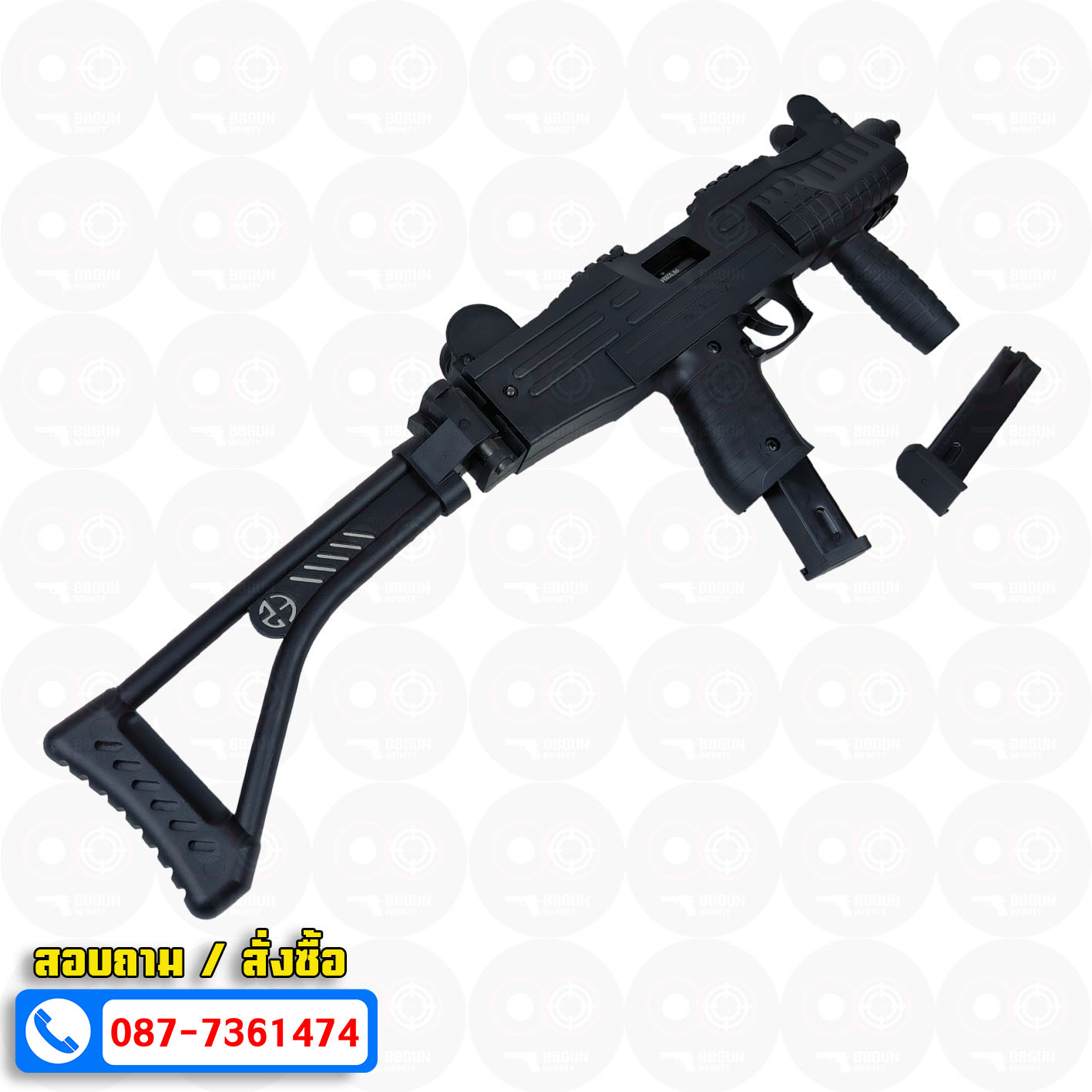 แบลงค์กัน อูซี่ EKOL ASI UZI Semi - Full Auto 9 mm. P.A.K. Blank gun สีดำ (แถม 2 แม็กกาซีน)