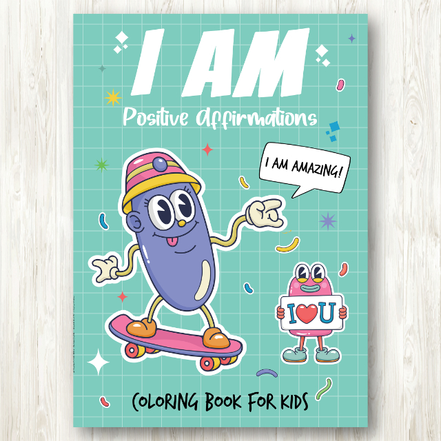 สมุดระบายสี การ์ตูน "I AM" Positive Affirmation Coloring Book