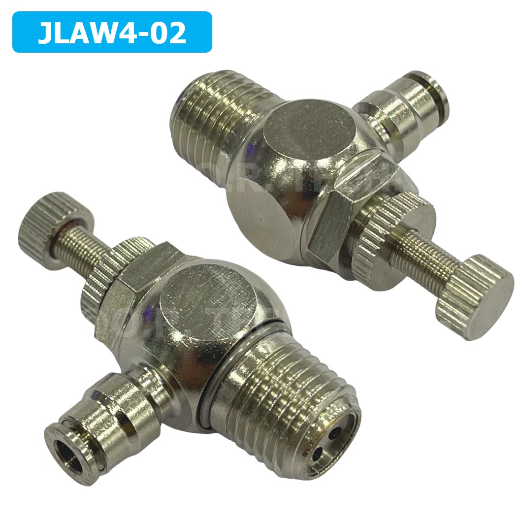(1ชิ้น) JLAW4-02 ข้อต่อลมสแตนเลส ข้อต่อปรับลม งอ STAINLESS Air Flow Speed Controller ควบคุมความเร็วลม Speed Control valve JLAW JSL