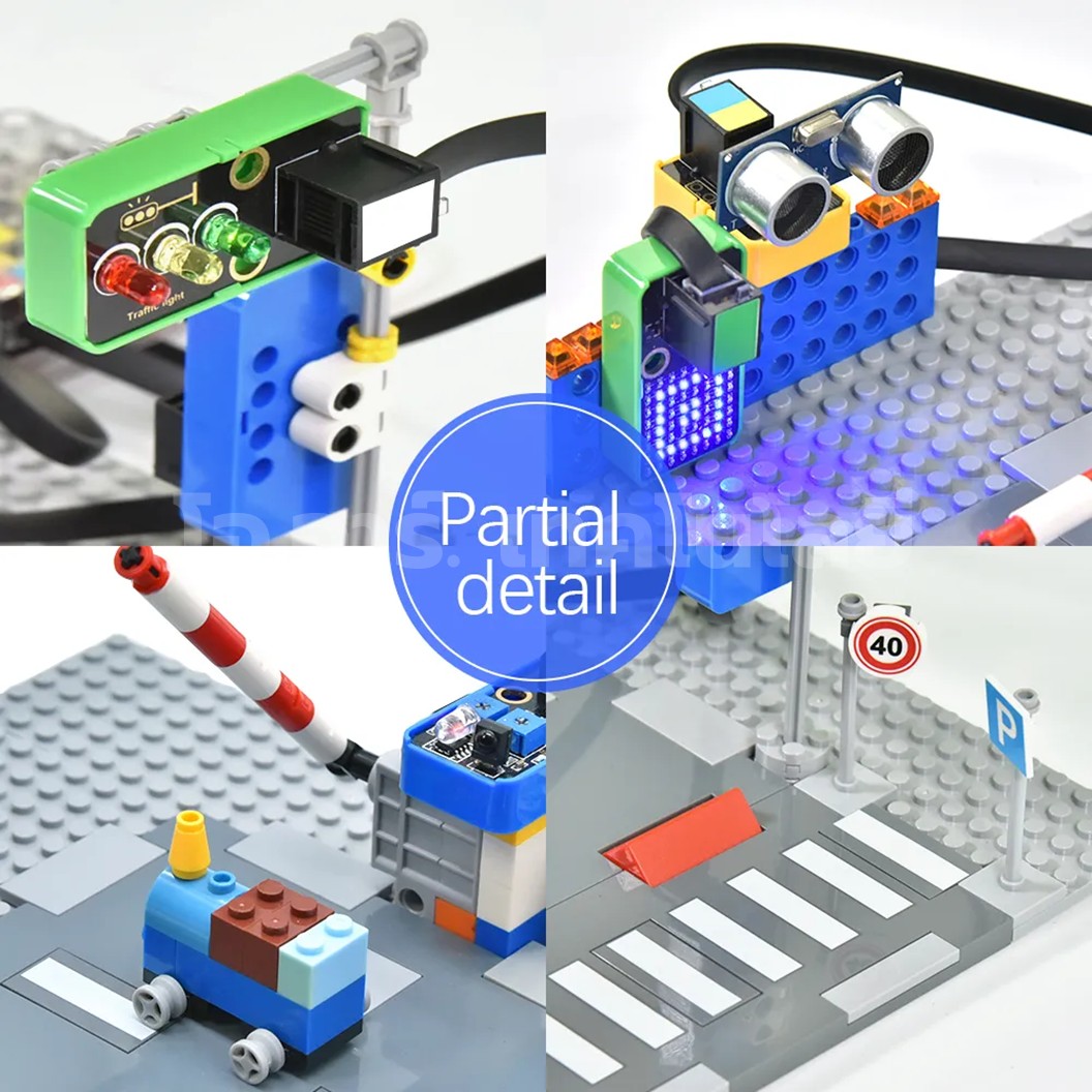 KEYESTUDIO KD3017 ชุดตัวต่อ Kidsbits Intelligent Traffic System Kit with Lego for Arduino STEM Education DIY Kit ชุดระบบจราจรอัจฉริยะ Kidsuno
