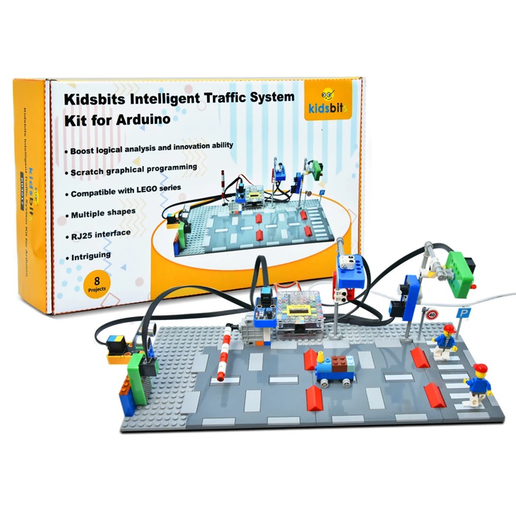 KEYESTUDIO KD3017 ชุดตัวต่อ Kidsbits Intelligent Traffic System Kit with Lego for Arduino STEM Education DIY Kit ชุดระบบจราจรอัจฉริยะ Kidsuno