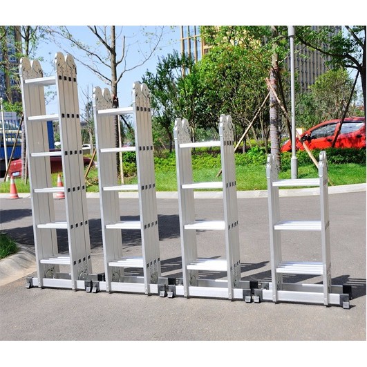 บันไดอลูมิเนียม DELI อเนกประสงค์พับได้ รุ่น DLM204 (ราคารวมแวท) บันไดพับ บันไดพับได้อลูมิเนียม