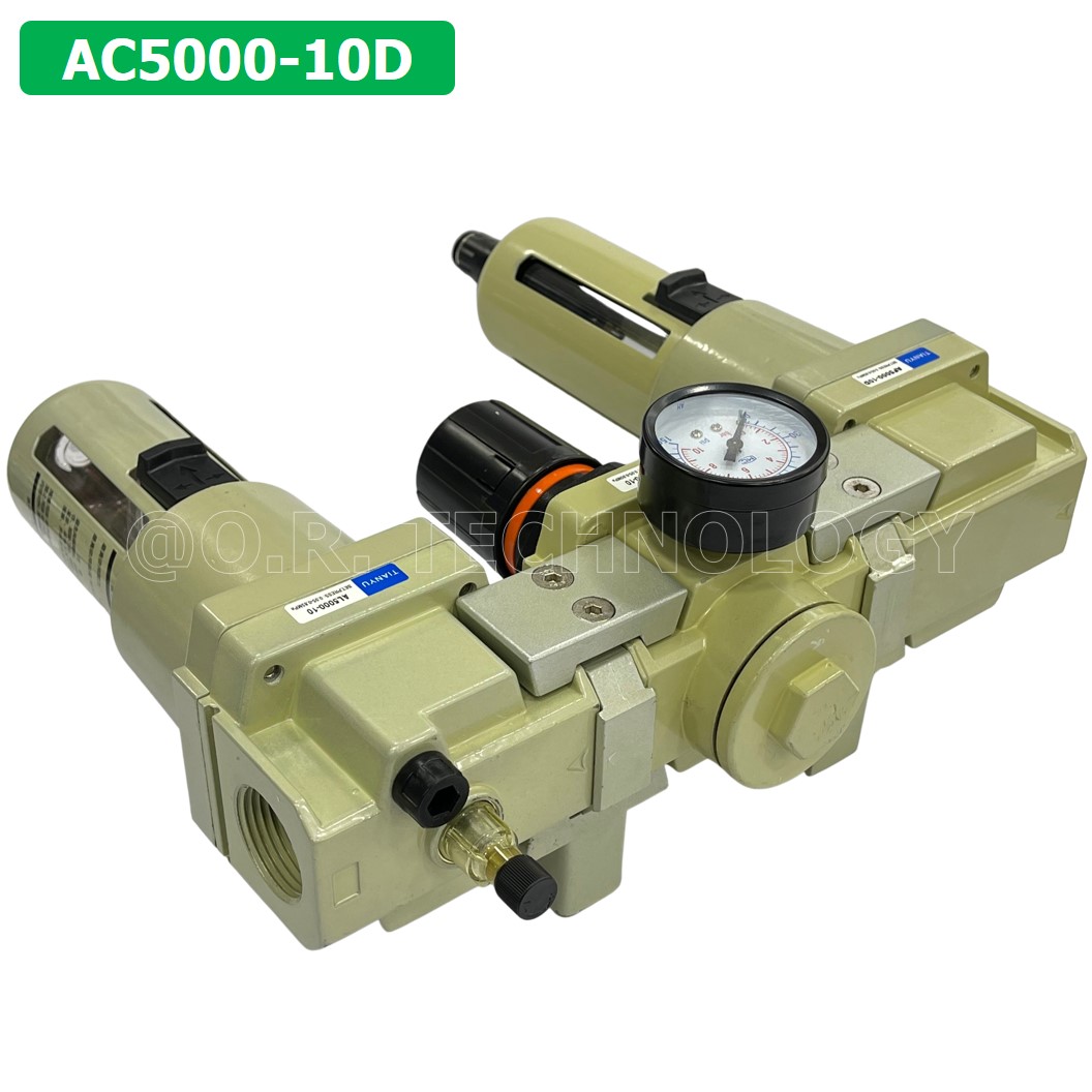 (1ชิ้น) AC5000-10D ชุดกรองลมแบบ 3 ตอน Auto Drain FRL 3 Unit Air Filter, Regulator & Lubricator TIANYU AC (AF+AR+AL) แบบระบายน้ำอัตโนมัติ