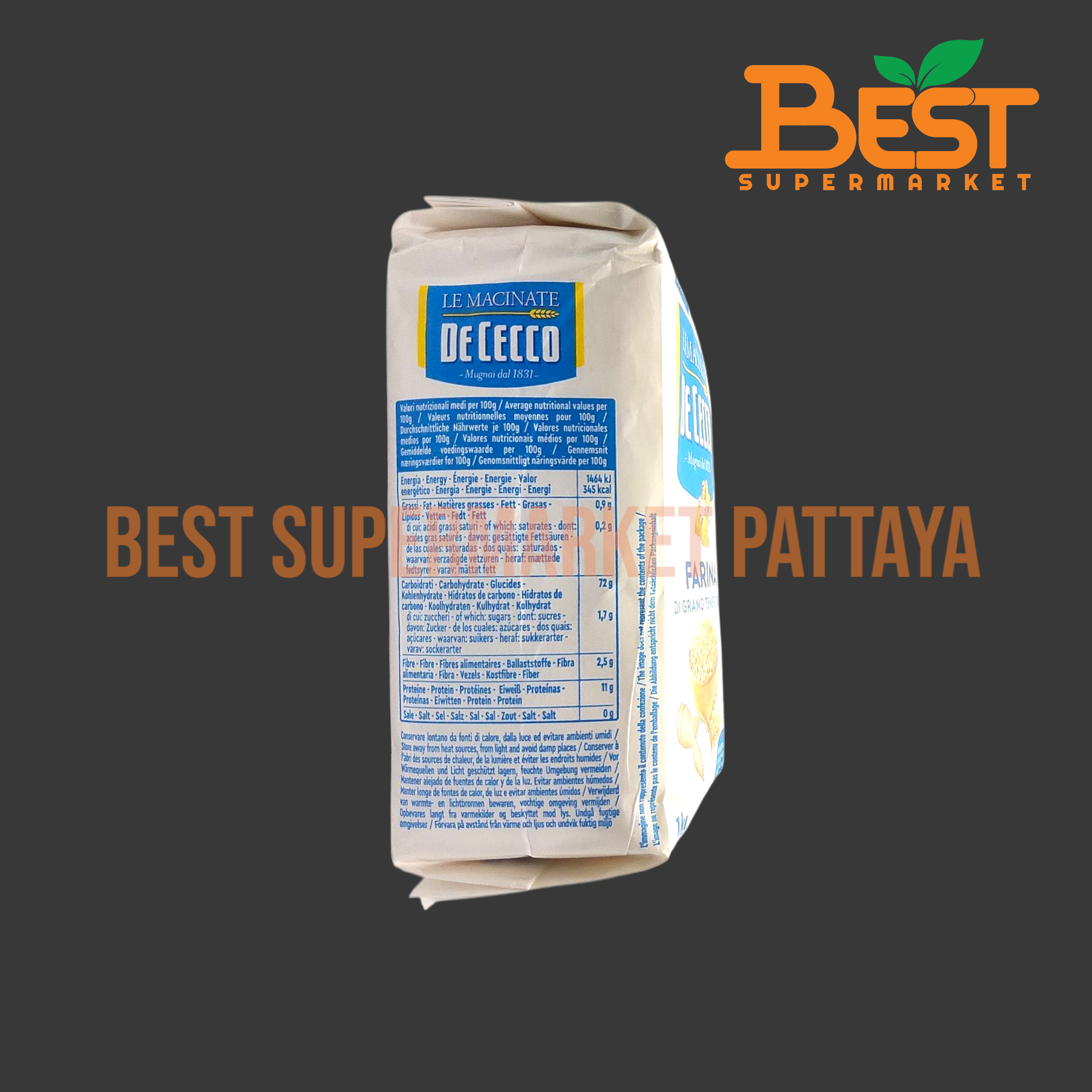 ดิ เชคโค ฟารินา เด กราโน เทเนโร เบอร์ 00 แป้งสาลี 1 กิโลกรัม De Cecco Farina Soft Wheat Flour "00" 1 kg.