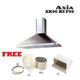 Axia เครื่องดูดควัน รุ่น AX90 XS F90 พร้อม ท่อ ดูดลมยาว 4 เมตร พร้อม เข็มขัดรัด สเตนเลส และ ข้อติดท่อลมออก 6“ และ หน้ากาก ติดภายนอก