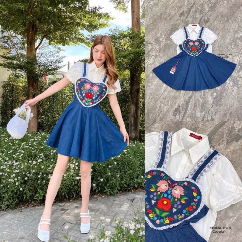 ♥️พร้อมส่ง Size XS♥️ป้าย Bellita เชตยีนส์กระโปรงแบบสั้น