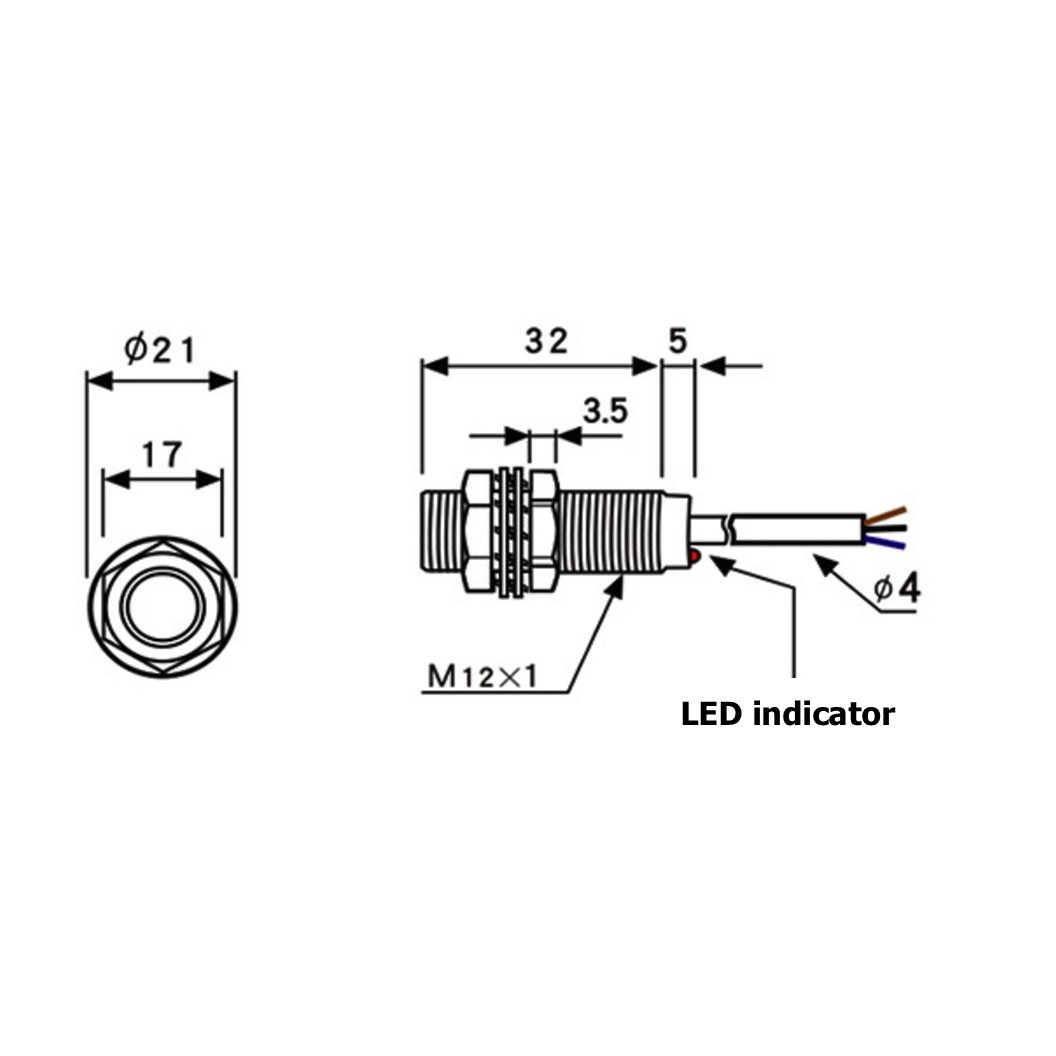 M12 เซนเซอร์ตรวจจับสนามแม่เหล็ก NJK-5002 ระยะตรวจจับ 10mm Hall sensor 3 wire NPN/PNP NO/NC 5-30VDC เซนเซอร์แม่เหล็ก เซ็นเซอร์ตรวจจับแม่เหล็ก