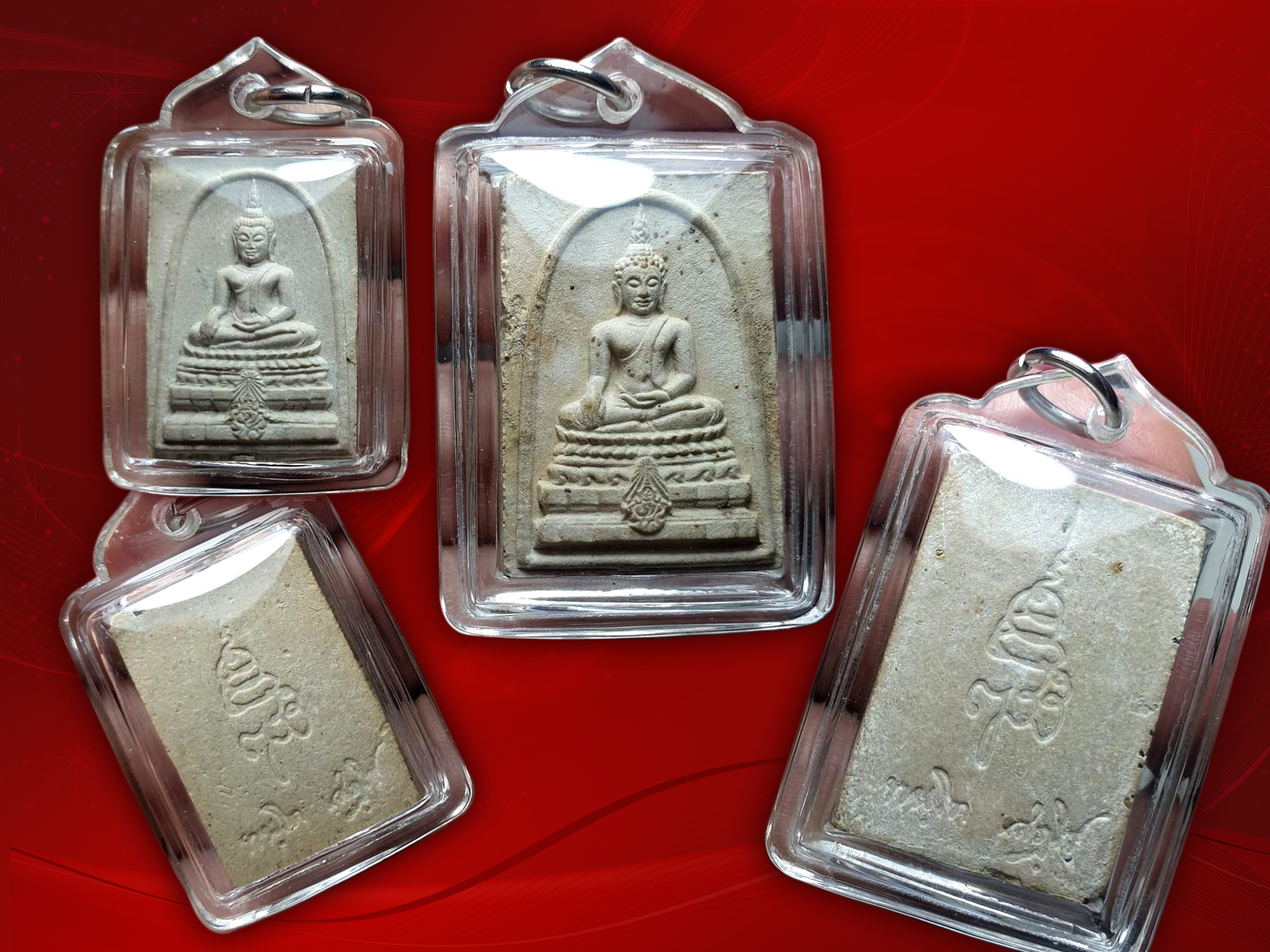 พระพุทธชินสีห์ ภปร.(สมเด็จทันโต) ผสมมวลสารมหามงคลพระทนต์ในหลวง ร.9 ปี 2533 (พิมพ์ใหญ่+พิมพ์เล็ก) พร้อมเลี่ยมกันน้ำ รวม 2 องค์