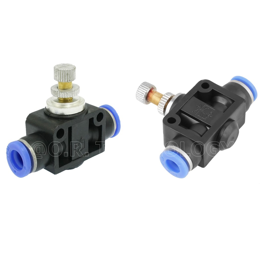 SA-12 ข้อต่อลม 2ทาง แบบปรับลมได้ ข้อต่อปรับลม ข้อต่อวาล์วปรับลม Speed Controller Valve flow speed control valve Pneumatic Quick Fitting 2 way Push in