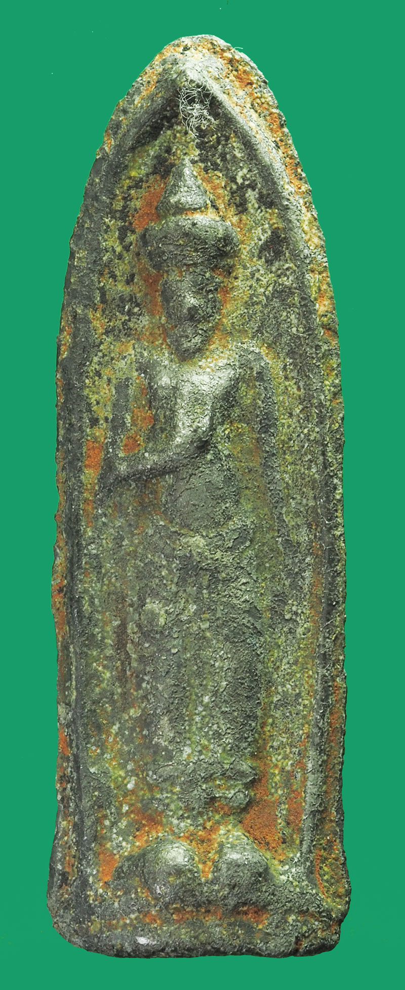 ขายแล้ว*333528 พระร่วงยืนสองหน้า เนื้อชินเขียว ไม่ทราบที่ 13