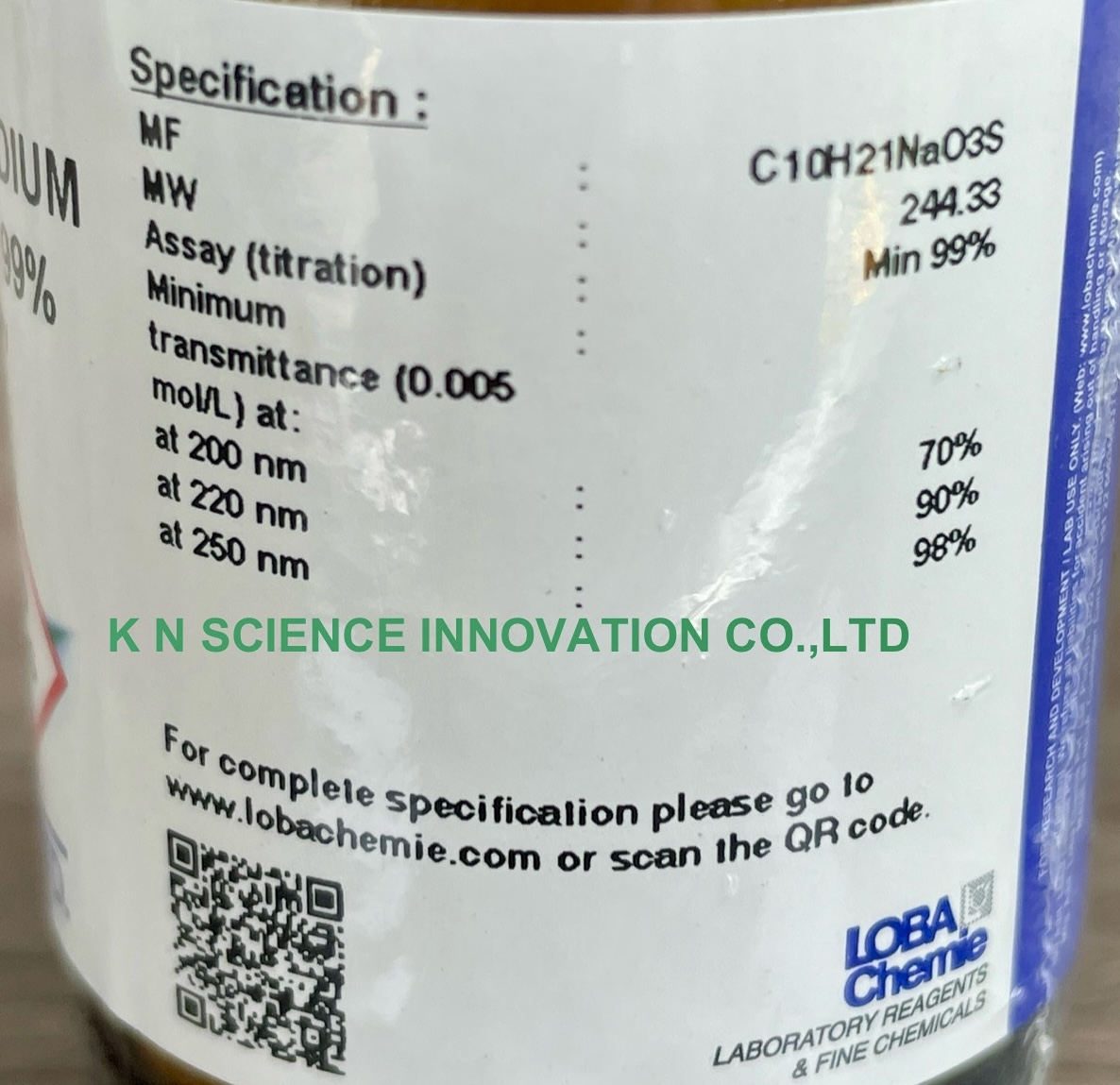 1-Decane sulfonic acid sodium salt, HPLC (Pic B 10) ,25 g , Loba 0315400025
