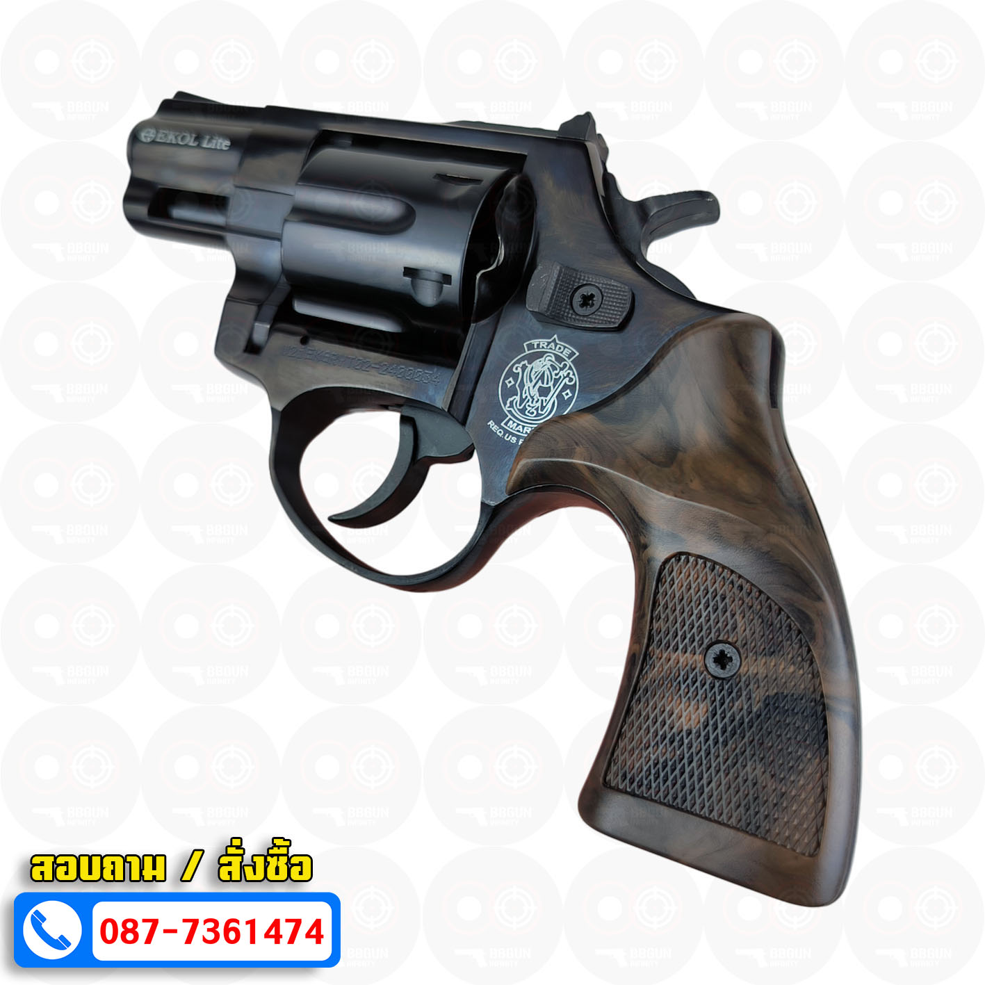 Ekol Lite แบลงค์กัน ลูกโม่ 2 นิ้ว สีดำ (Black) Smith & Wesson blank gun Revolver 2 inch