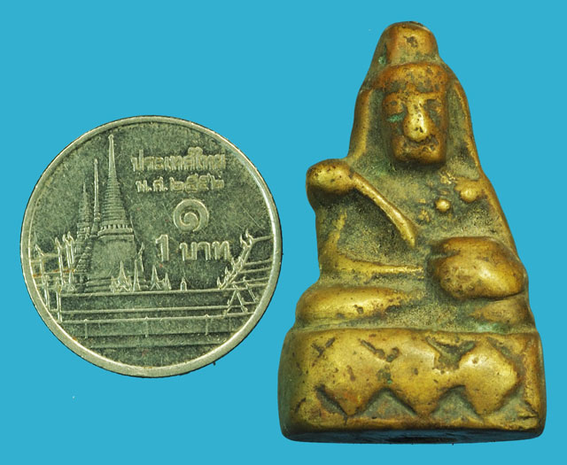 *37194 พระกริ่งอุปคุต เนื้อทองเหลืองเก่า ไม่ทราบที่ กริ่งที่อุดหลุด 13