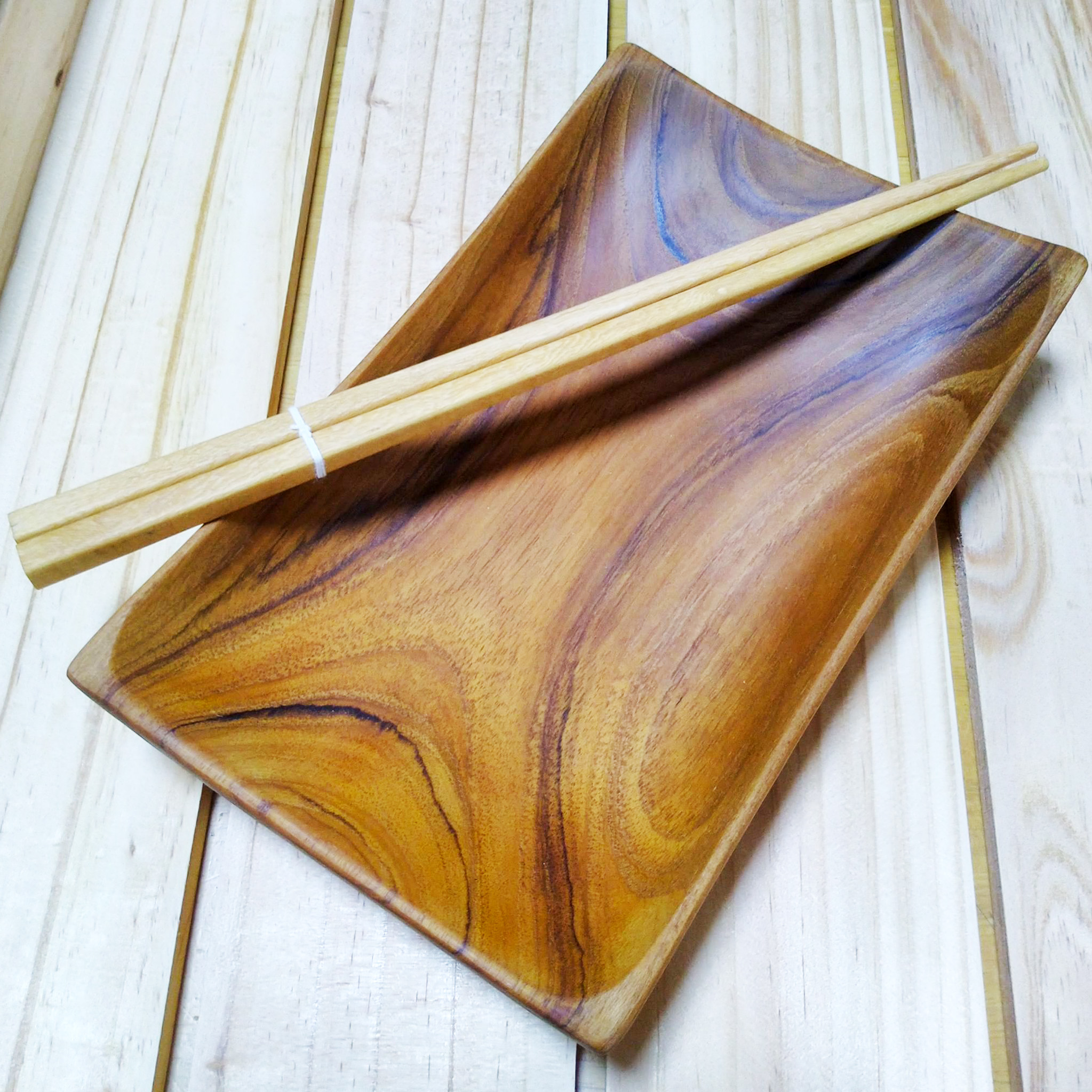 ตะเกียบไม้กันเกรา 4 เหลี่ยม ญี่ปุ่น เกาหลี จีน Vintage Natural Kan Krao Wood Japanese Korean Chinese Square Chopsticks
