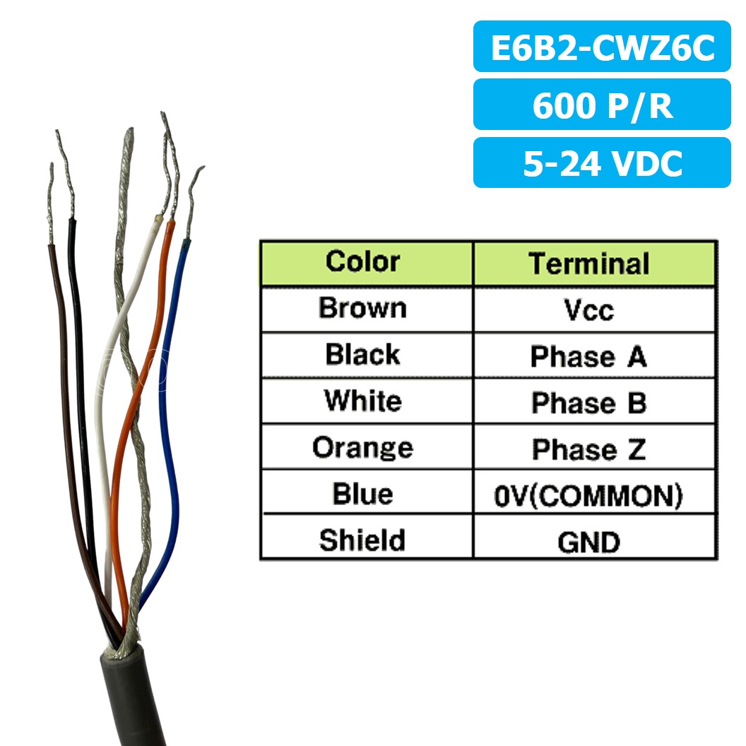(1ชิ้น) E6B2-CWZ6C 600P/R 5-24VDC โรตารี่เอ็นโค้ดเดอร์ ROTARY ENCODER (INCREMENTAL)