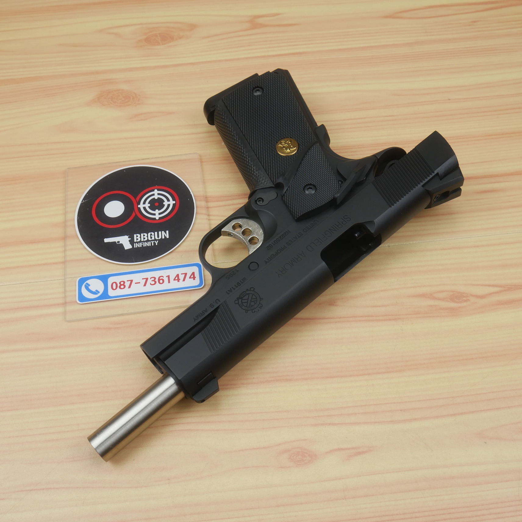 บีบีกันอัดแก๊ส Army Armament R27 Springfield 1911 สีดำ BB GUN