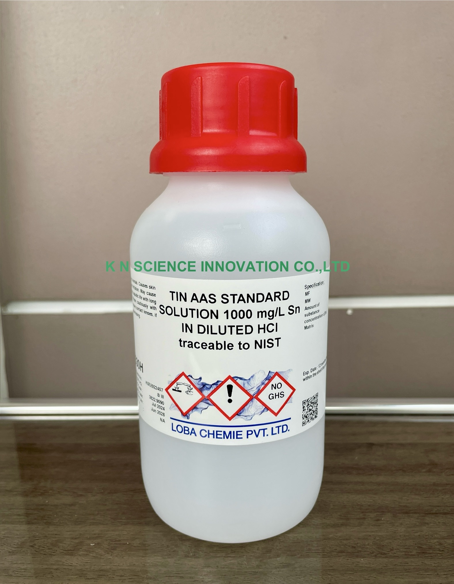 Tin (in diluted HCl), 1000 mg/l, AAS standard, NIST Traceable ,500 ml ,Loba A330H00500