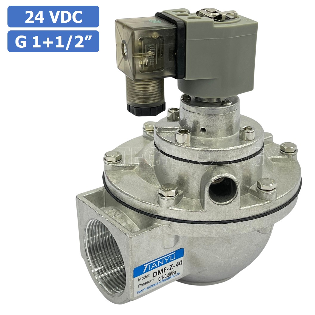 (1ชิ้น) DMF-Z-40 24VDC วาล์วพัลส์ดักฝุ่น อลูมิเนียม 2 Way Right Angle Solenoid Pulse Valve Aluminum Alloy Dust Collector