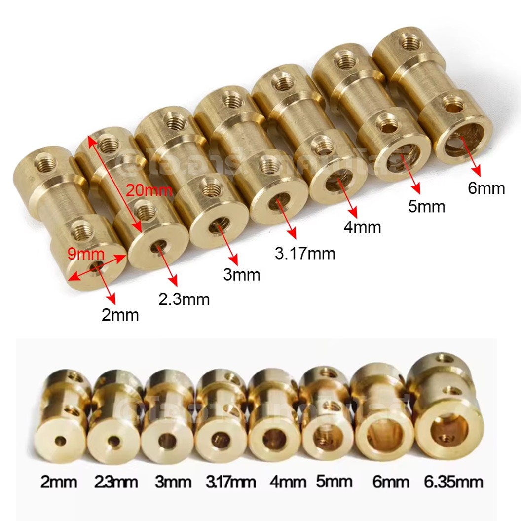 CP-A Ø2-6mm คัปปิ้ง ข้อต่อเพลา ต่อแกนมอเตอร์ Brass Shaft Coupling motor ข้อต่อแกน ทองเหลือง ข้อต่อแกนมอเตอร์ คัปปลิ้ง 2-2/2-2.3/2.3-3/2.3-4/2-3/2-4/2-5/2-6/3-3/3-4/3-5/3-6/4-4/4-5/4-6/5-5/5-6/6-6mm