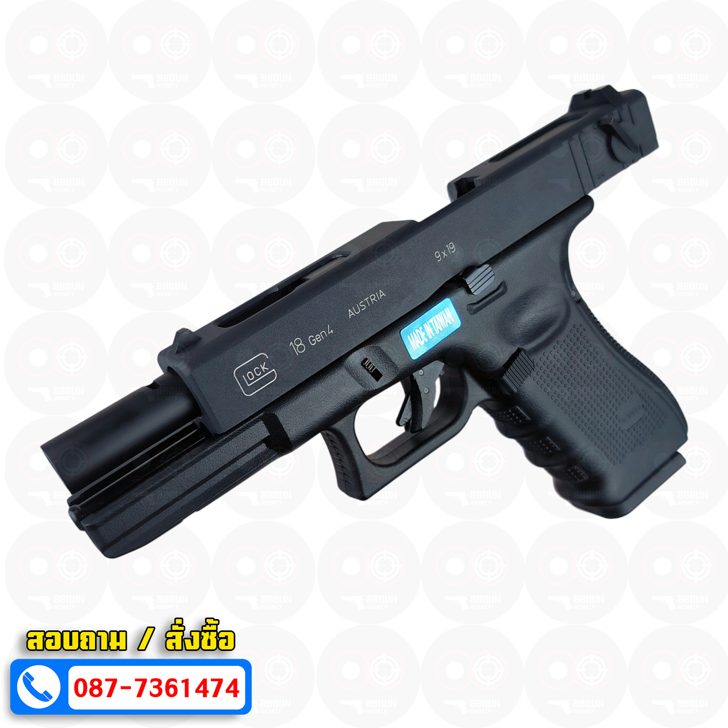 บีบีกันอัดแก๊ส WE Glock18 Gen4 (Full Auto) สีดำ Black BB GUN