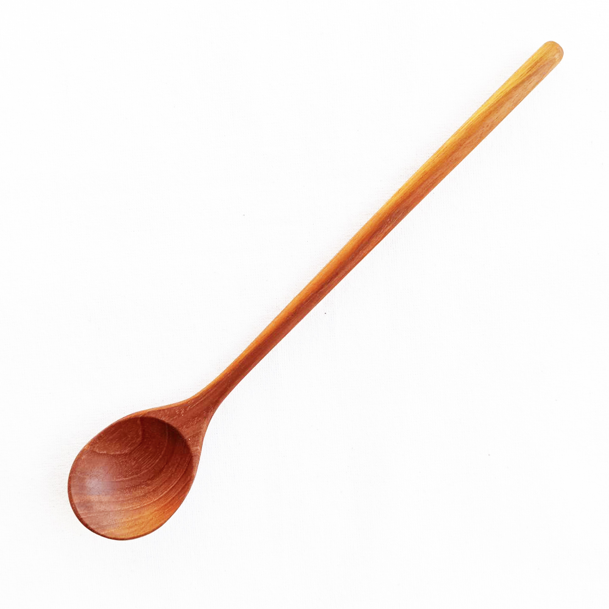 ช้อนด้ามยาวไม้สัก หัวกลม ช้อนบาร์ ไอศครีม น้ำปั่น ช้อนไม้ ฺBrown Teak Wood Long Handle Round Spoon