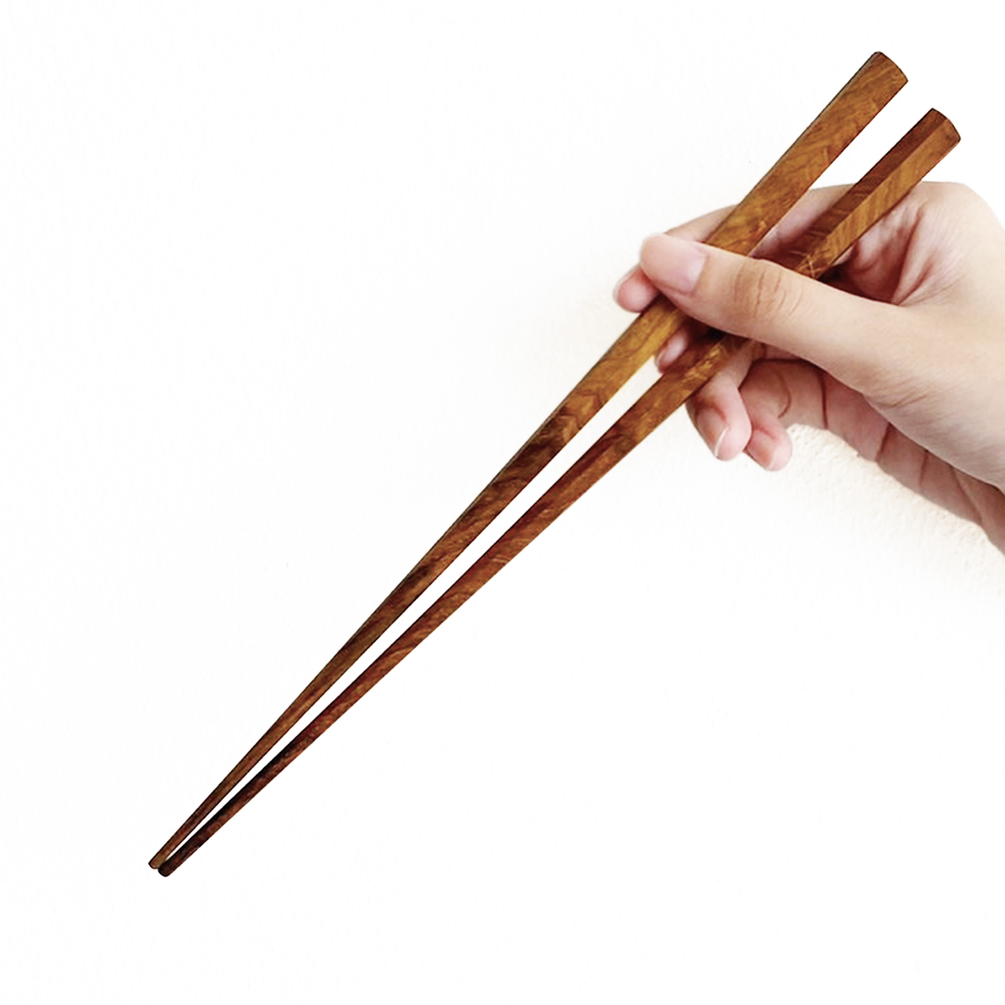 ตะเกียบไม้สัก ด้าม 6 เหลี่ยม อย่างดี ปลอดภัย ญี่ปุ่น เกาหลี จีน Natural Teak Wooden Chopsticks Hexagonal Handle Japanese Korean Chinese