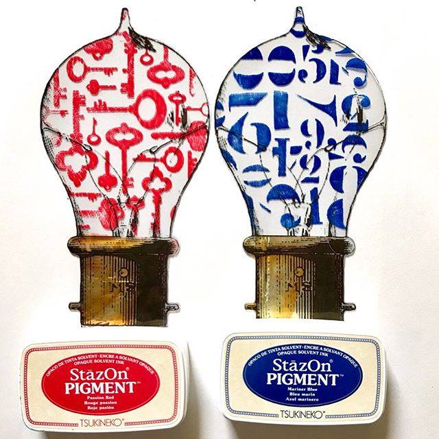 หมึกญี่ปุ่น StazOn Pigment ทึบแสง (หมึกอเนกประสงค์ ผ้า โลหะ พลาสติก ถุงแก้ว ไม้ หนัง กระดาษ) มีแบบตลับและแบบเติม 8 สี