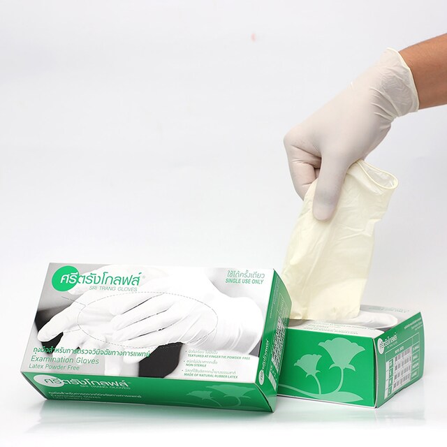 ถุงมือยางตรวจโรค ไม่มีแป้งกล่องสีเขียว ขนาดS ขนาดM และขนาดL (บรรจุ100ชิ้น)