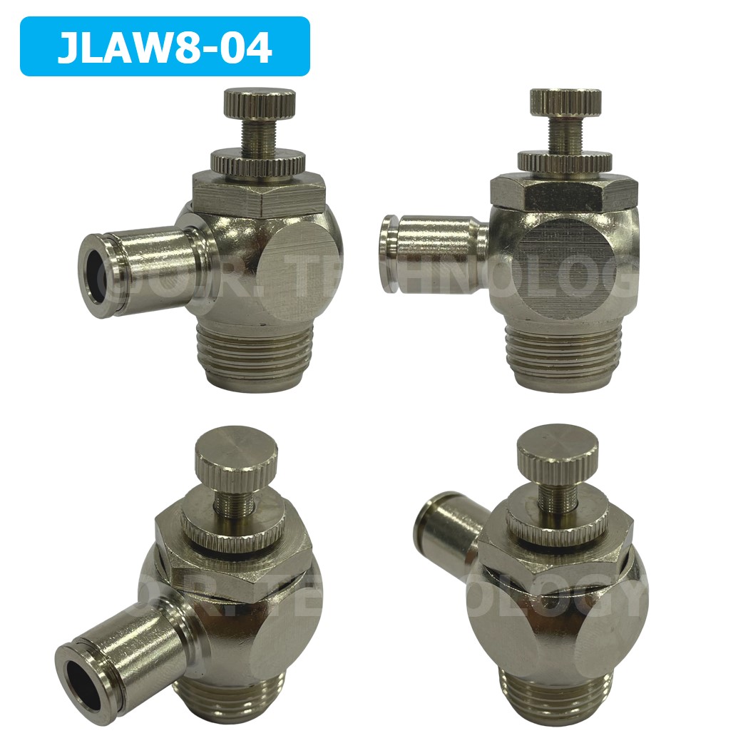 (1ชิ้น) JLAW8-04 ข้อต่อลมสแตนเลส ข้อต่อปรับลม งอ STAINLESS Air Flow Speed Controller ควบคุมความเร็วลม Speed Control valve JLAW JSL