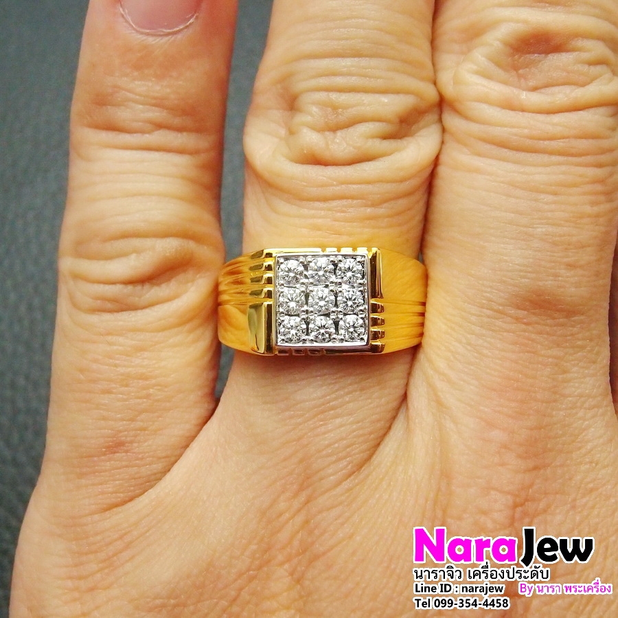 แหวนเพชรชาย ประดับเพชรแท้เบลเยี่ยมคัต 0.32 กะรัต