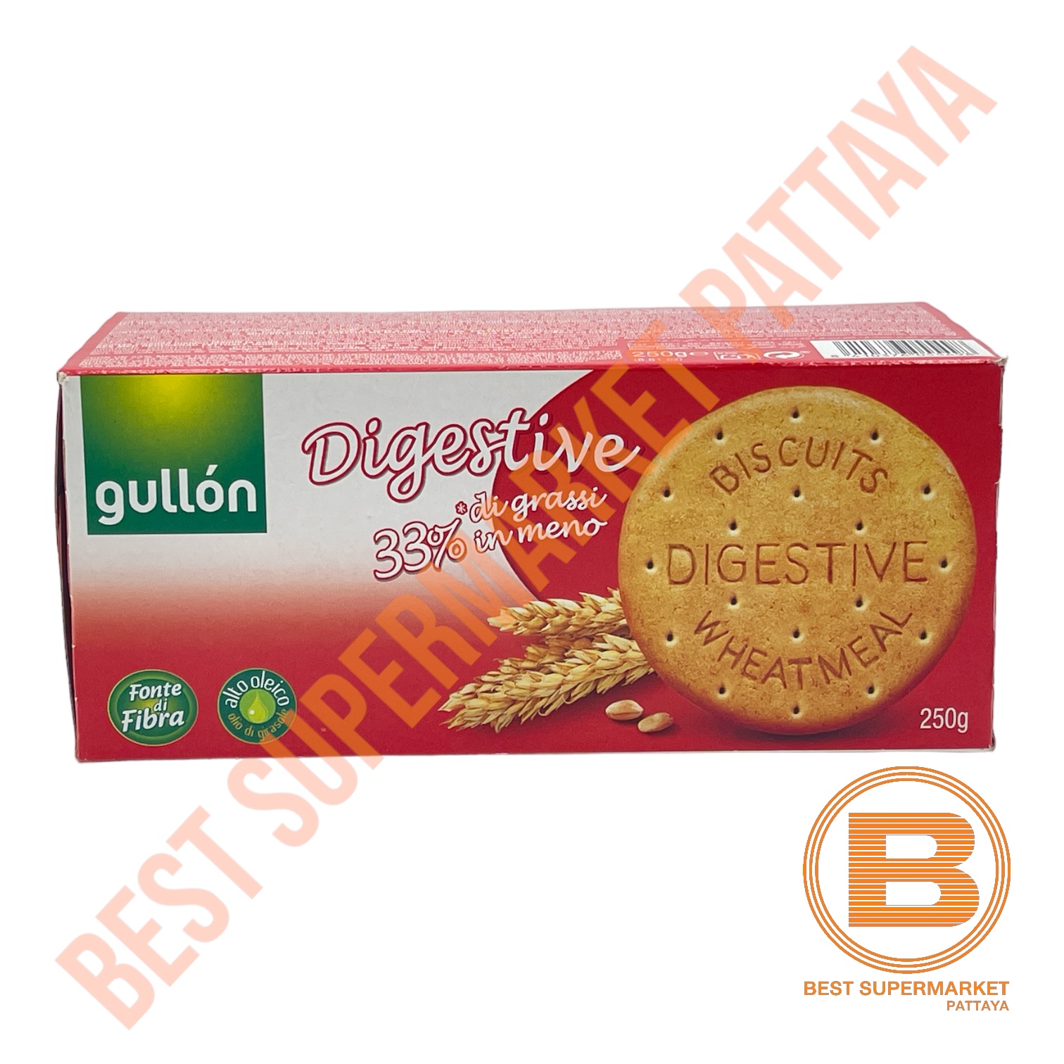 กูยอง ไดเจสทีฟ บิสกิต ผสมรำข้าวสาลี 250 กรัม Gullon Digestive Wheat Biscuits 250 g.