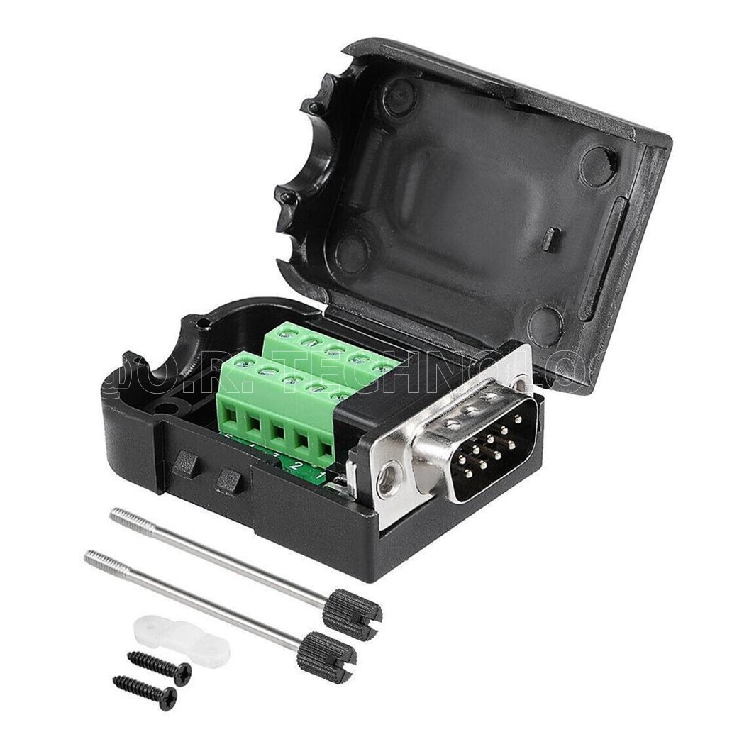 (1ชิ้น) NC324 หัวแปลง ตัวผู้ แบบมีที่หุ้ม DB9/RS232/RS485/9 pin/9 hole DB9 RS232/485 9pin Terminal Male Screw with Shell and Screw