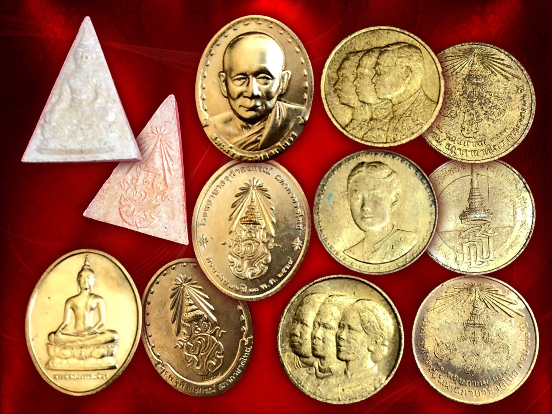 ชุดมงคลสักการะ 72 ปี ร.พ. จุฬาลงกรณ์ 6 รายการ ชุดกรรมการ มาพร้อมกล่องกัมมะหยี่ ปี 2529 จุฬาลงกรณ์ สภากาชาดไทย