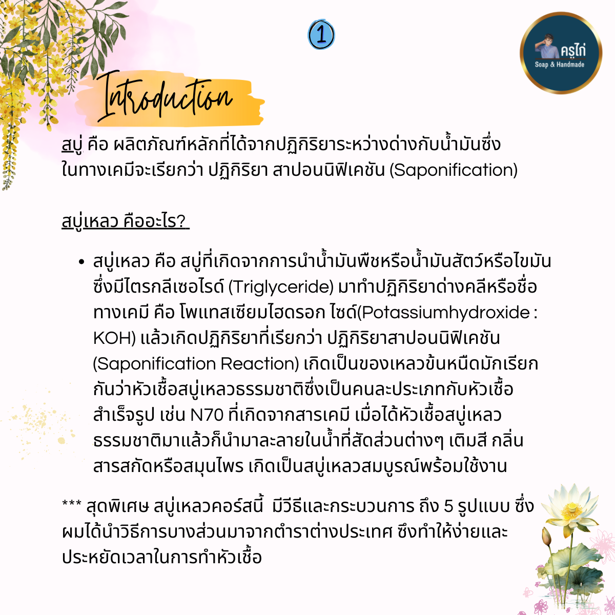 คอร์สเรียนทำสบู่เหลว (Liquid soap making course) (Workshop)