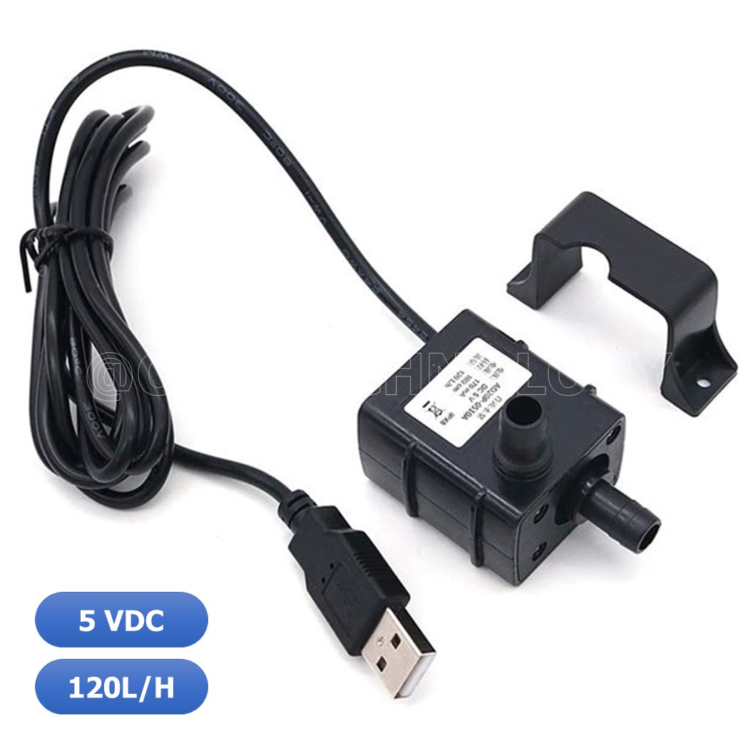 (1ชิ้น) NC495 ปั้มน้ำ ขนาดเล็ก ชนิดเงียบพิเศษ AD20P-0510A Ultra-Quiet DC5V Brushless Submersible Water Pump with Cable 1.5M, 120L/H