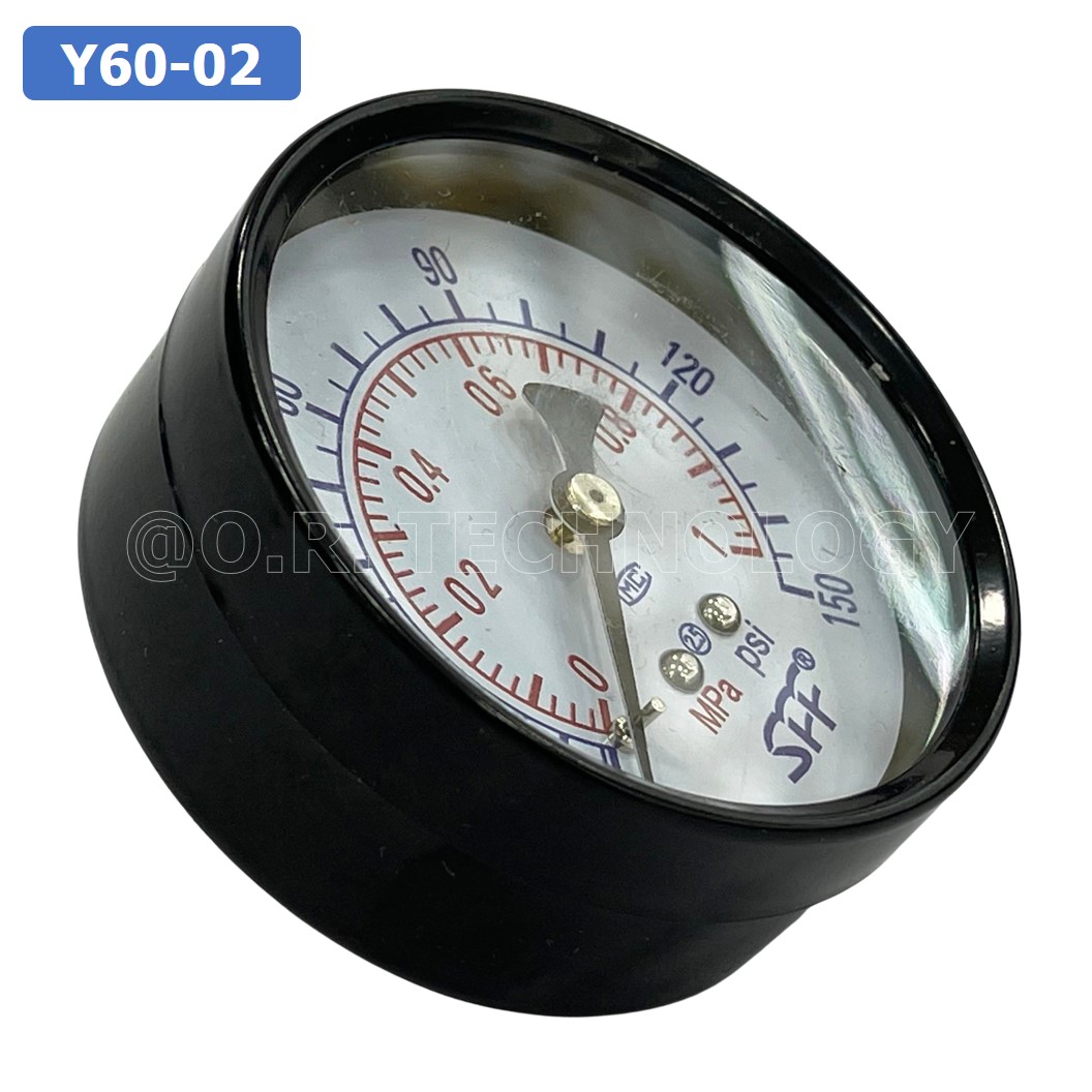(1ชิ้น) Y60-02 เครื่องวัดความดัน มิเตอร์วัดความดัน Meter Pressure Gauge Y60 ขนาด diameter 60mm เกลียว 1/4"