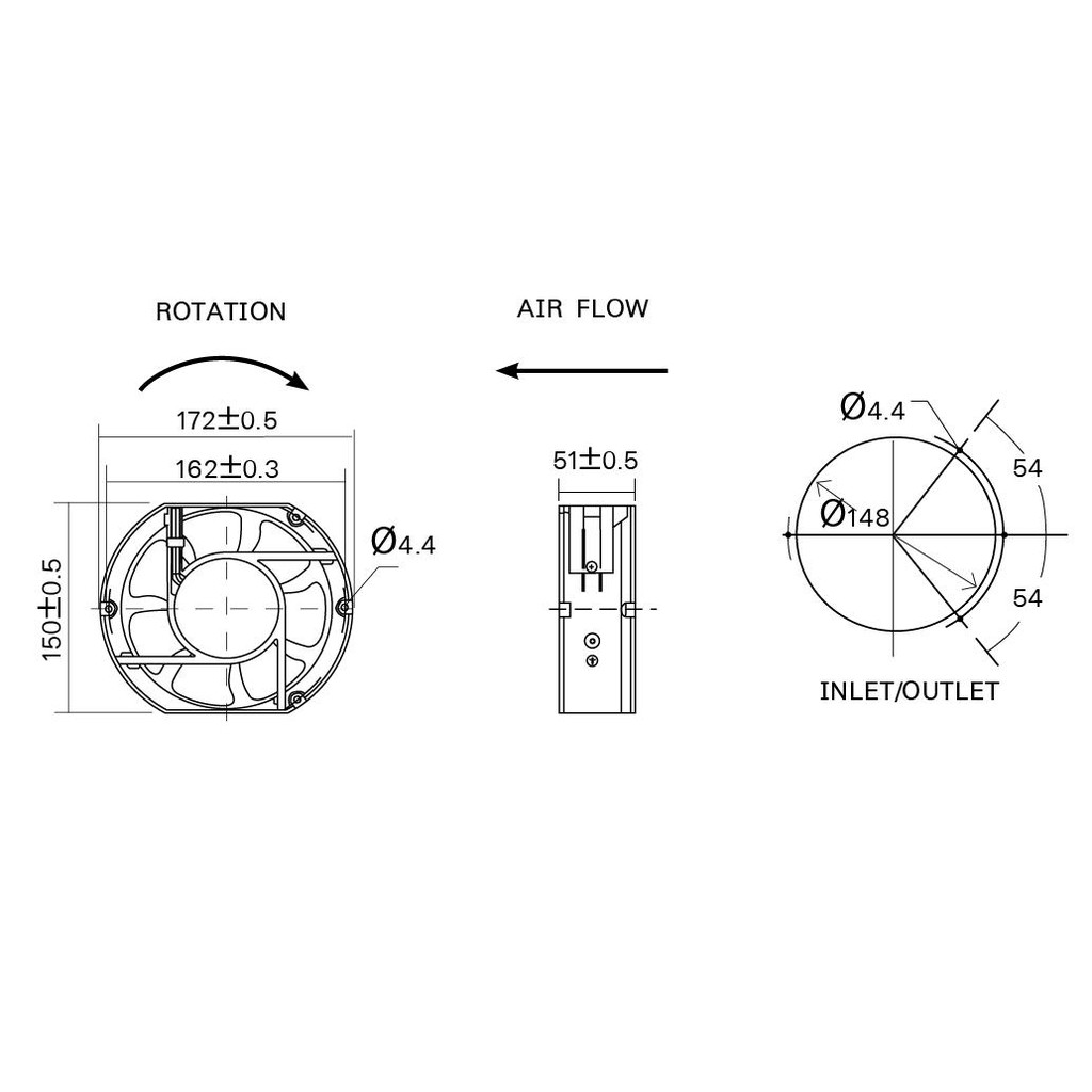 พัดลมระบายอากาศ Windstorm แบบลูกปืน สำหรับตู้คอนโทรล ขนาด 6 นิ้ว รุ่น WB157H7PS-A2LG