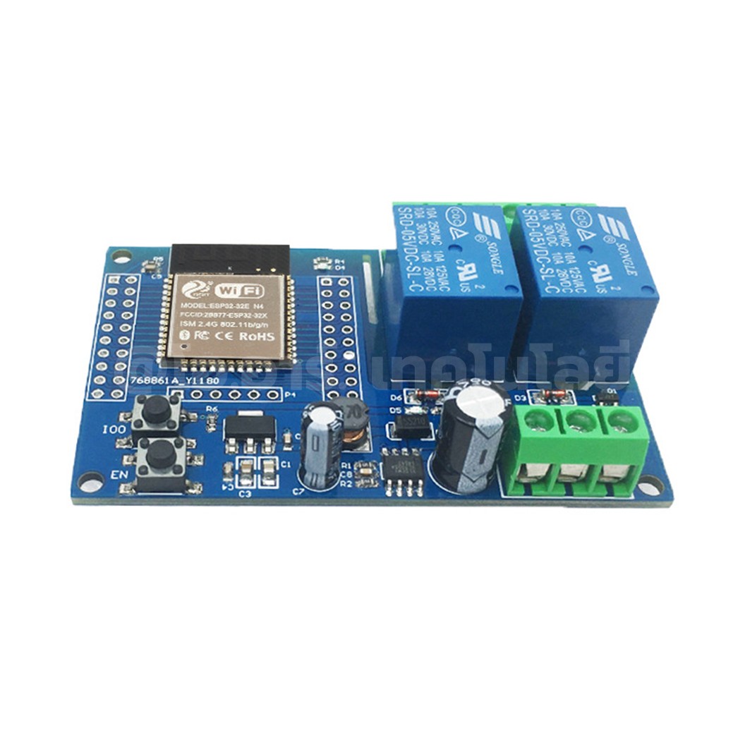 ESP32-Relay-DC-X2 บอร์ด ESP32 พร้อมรีเลย์ 2 ช่อง DC5-60V ESP32 WiFi Bluetooth 2 Channel Relay module 5-60VDC IOT ESP32-WROOM development board ESP-32