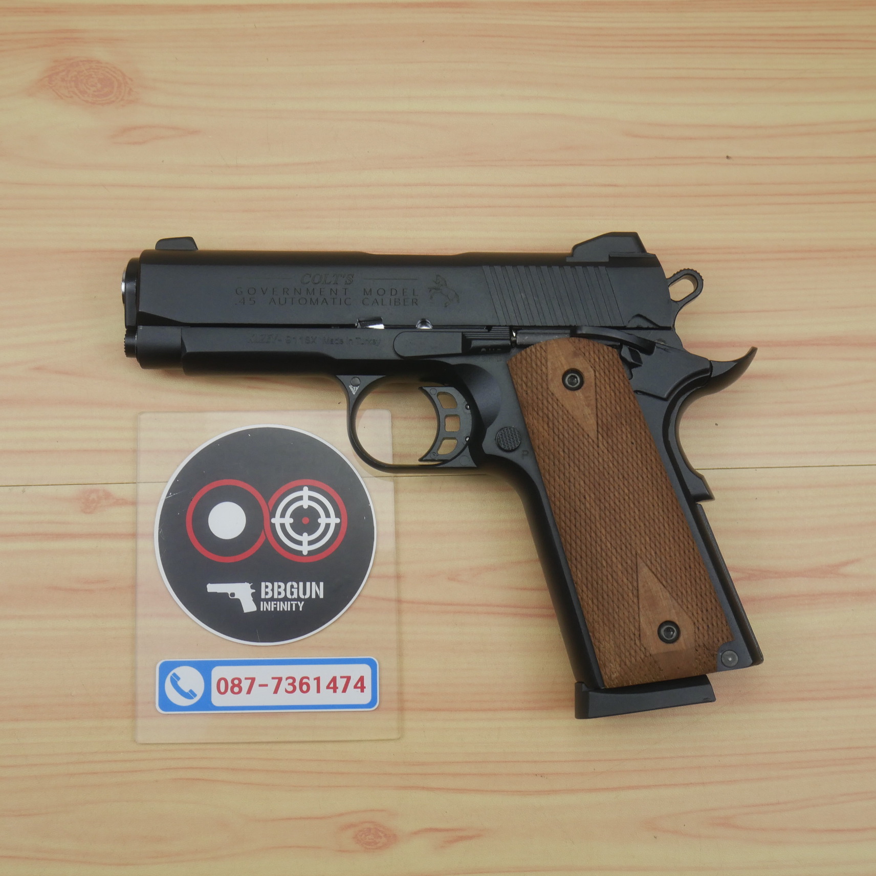 แบลงค์กัน KUZEY M1911 COLT GOVERMENT 100 Year สีดำ 4 นิ้ว blank gun ด้ามไม้