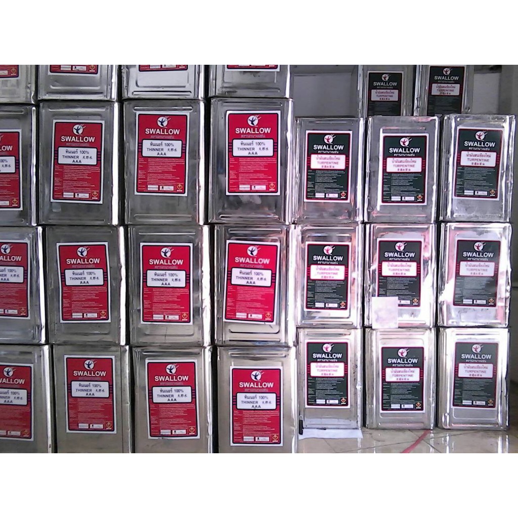 ทินเนอร์ AAA 100% ตรา SWALLOW ขนาด 8 Kg / ปิ๊บ ผสมสีทำละลายได้ดี ของแท้ (ราคารวมแวท) {รหัสสินค้า2100415102}