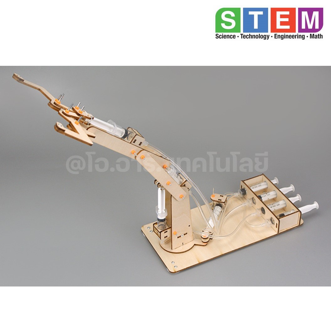 T-M58 ชุดประกอบไม้ มือจับ แขนกล ไฮดรอลิก Hydraulic Robot Arm Wooden Kit STEM Education ของเล่นเสริมทักษะ เสริมพัฒนาการ ชุดเรียนรู้ ชุดทดลอง